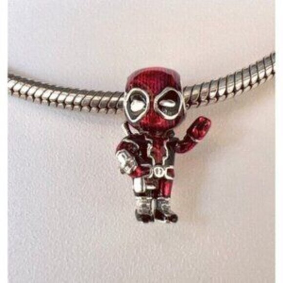 2024 New Marvel Deadpool Charm Red Dead Man Charm Fit Pandora Bracelet - Picture 5 of 7